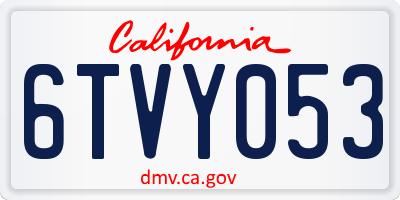 CA license plate 6TVY053