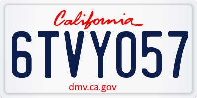 CA license plate 6TVY057