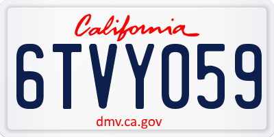 CA license plate 6TVY059