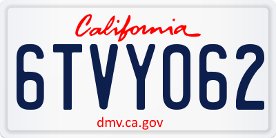 CA license plate 6TVY062