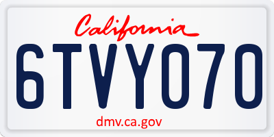 CA license plate 6TVY070