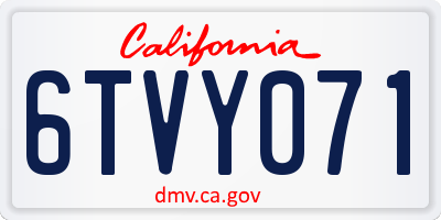 CA license plate 6TVY071