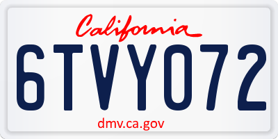 CA license plate 6TVY072