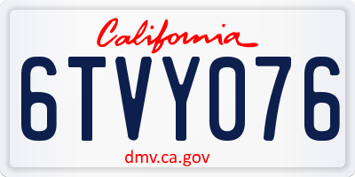 CA license plate 6TVY076