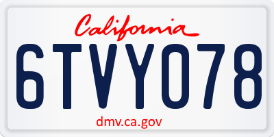 CA license plate 6TVY078