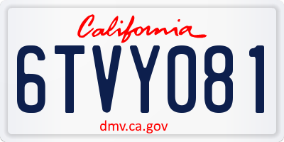 CA license plate 6TVY081