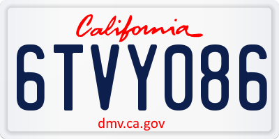 CA license plate 6TVY086