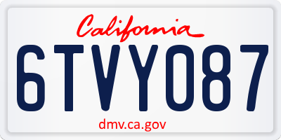 CA license plate 6TVY087