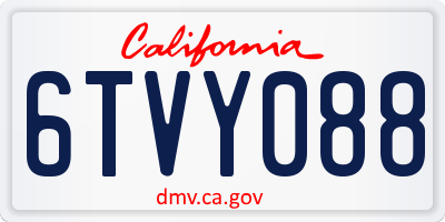 CA license plate 6TVY088