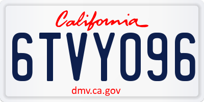 CA license plate 6TVY096