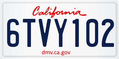 CA license plate 6TVY102