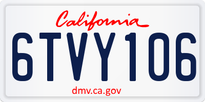 CA license plate 6TVY106