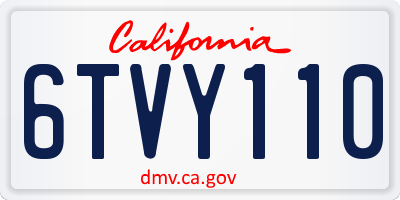 CA license plate 6TVY110