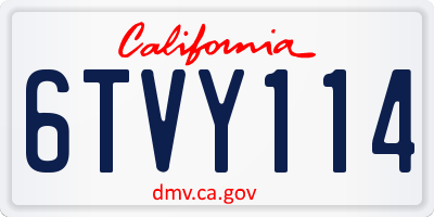 CA license plate 6TVY114