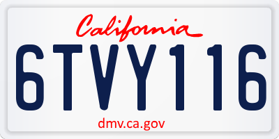 CA license plate 6TVY116