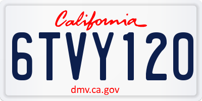 CA license plate 6TVY120