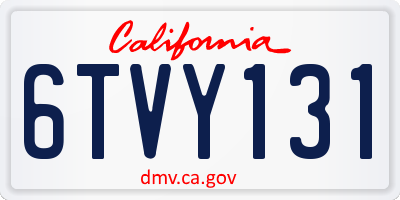 CA license plate 6TVY131