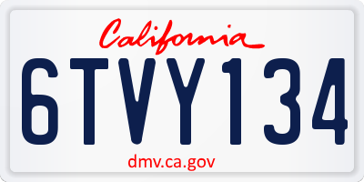 CA license plate 6TVY134