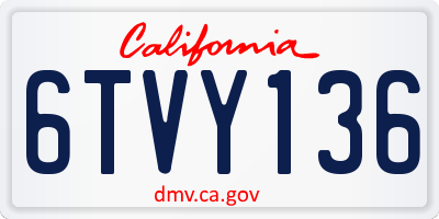 CA license plate 6TVY136