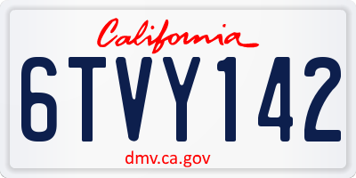 CA license plate 6TVY142