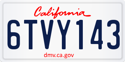 CA license plate 6TVY143