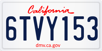 CA license plate 6TVY153