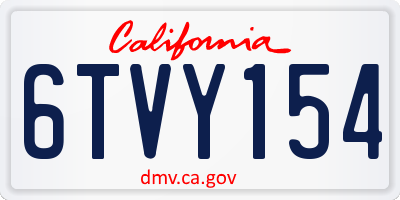 CA license plate 6TVY154
