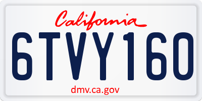 CA license plate 6TVY160