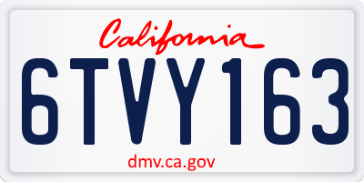 CA license plate 6TVY163