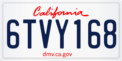 CA license plate 6TVY168