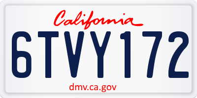 CA license plate 6TVY172