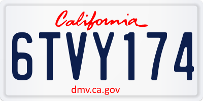 CA license plate 6TVY174