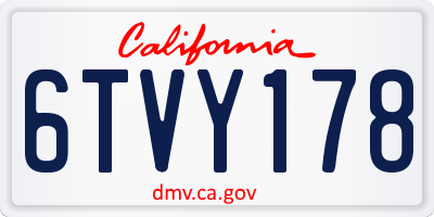 CA license plate 6TVY178
