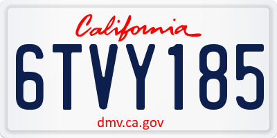 CA license plate 6TVY185