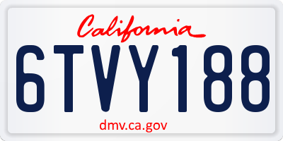 CA license plate 6TVY188