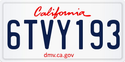 CA license plate 6TVY193