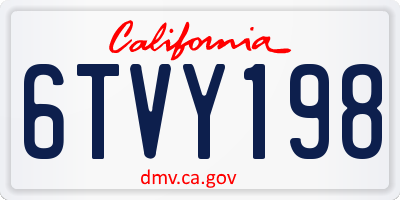 CA license plate 6TVY198