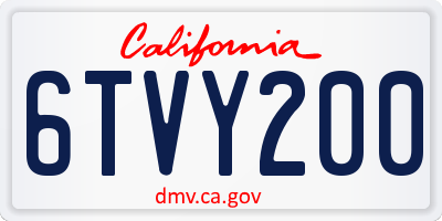 CA license plate 6TVY200