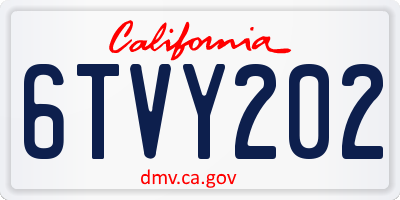 CA license plate 6TVY202