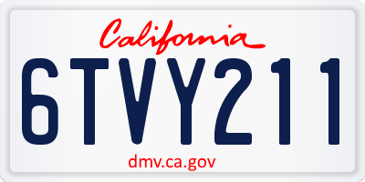 CA license plate 6TVY211