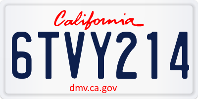 CA license plate 6TVY214