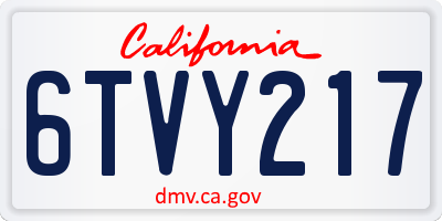 CA license plate 6TVY217
