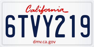 CA license plate 6TVY219
