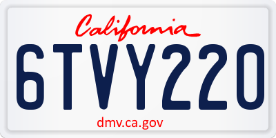 CA license plate 6TVY220