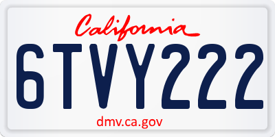 CA license plate 6TVY222