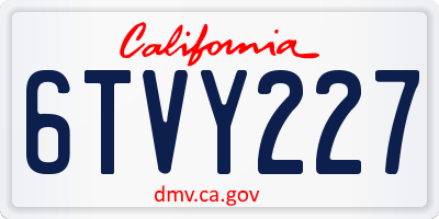 CA license plate 6TVY227