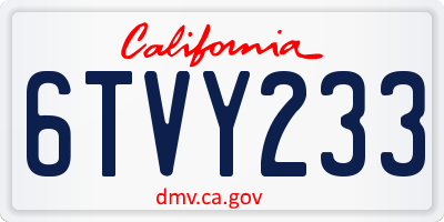 CA license plate 6TVY233
