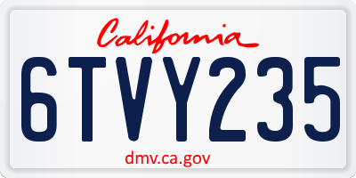 CA license plate 6TVY235