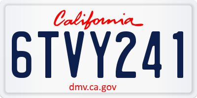 CA license plate 6TVY241