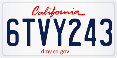 CA license plate 6TVY243
